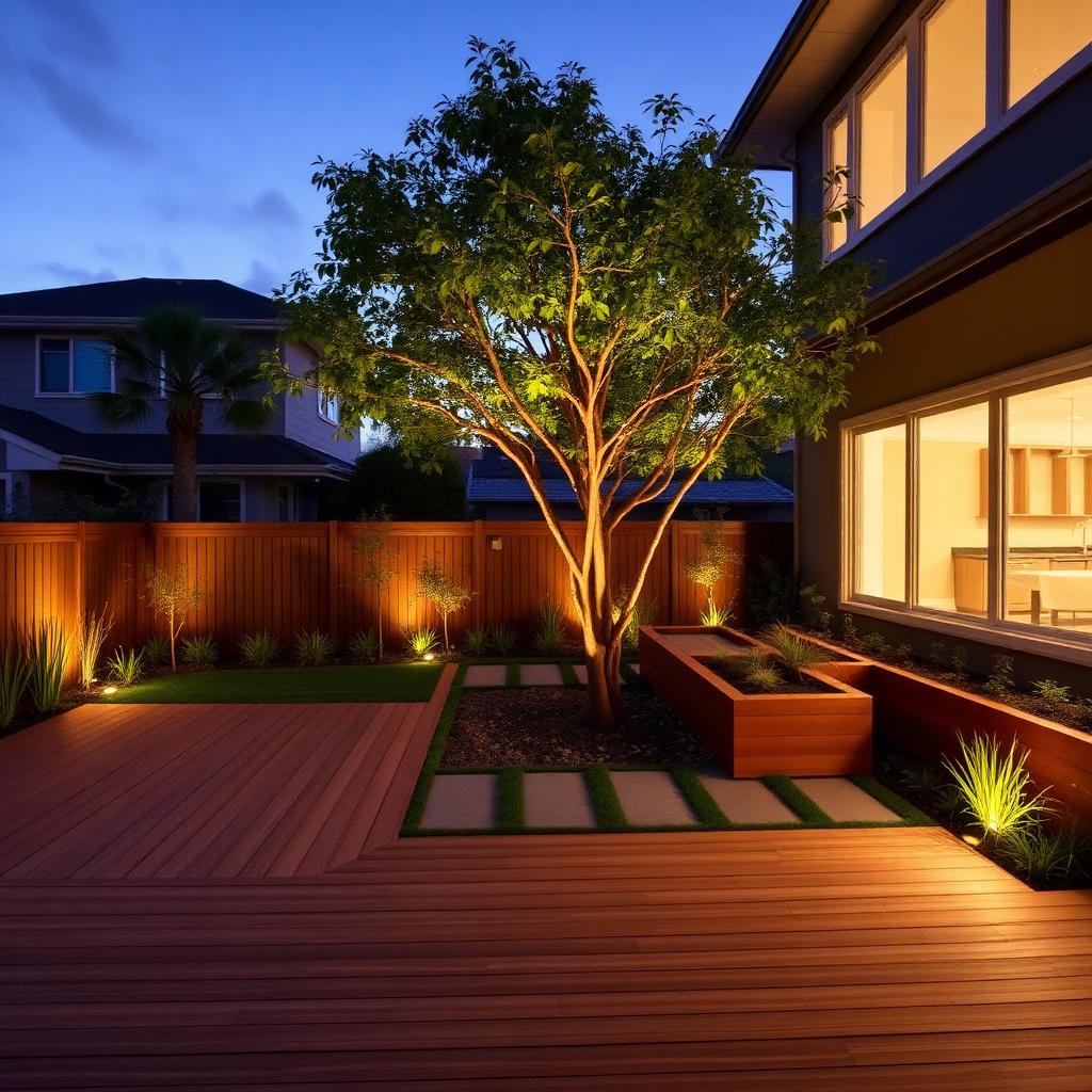 Deck, lighting & feature tree