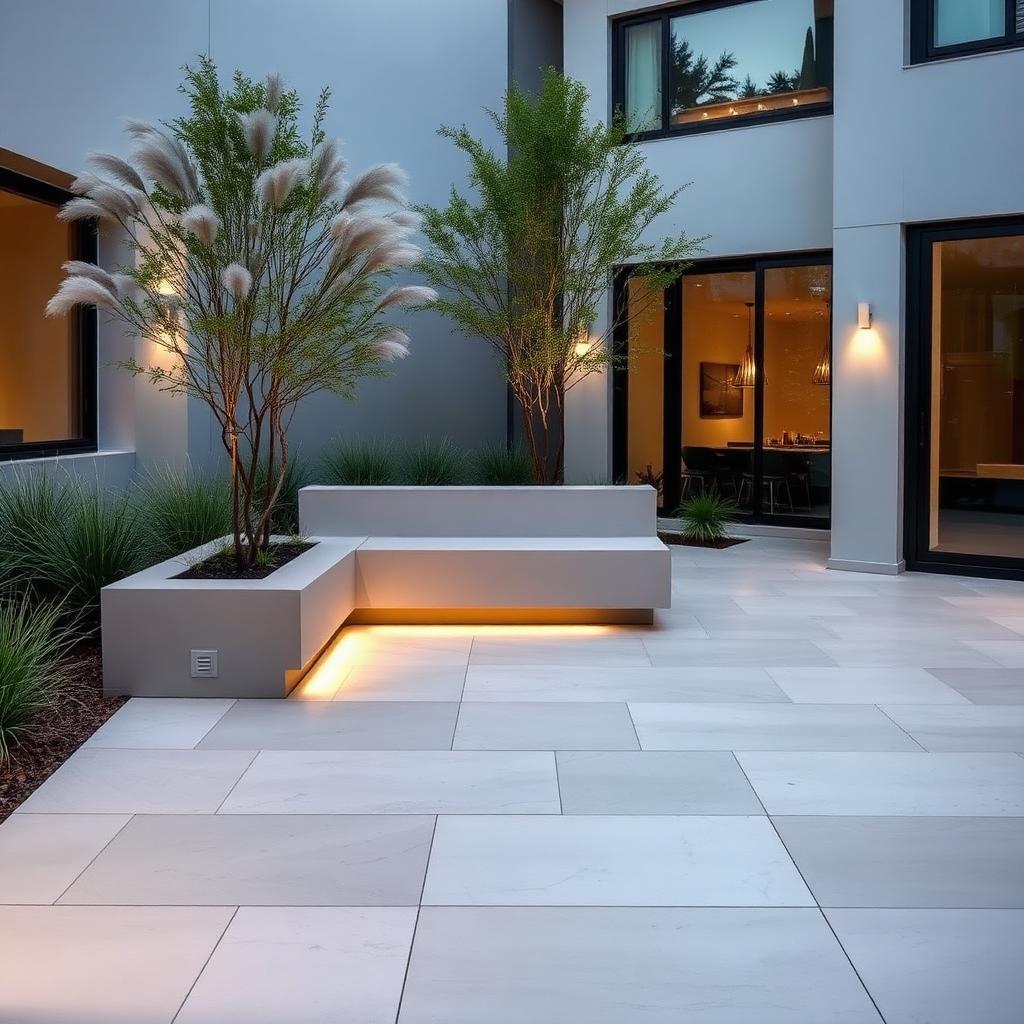 Contemporary paved courtyard