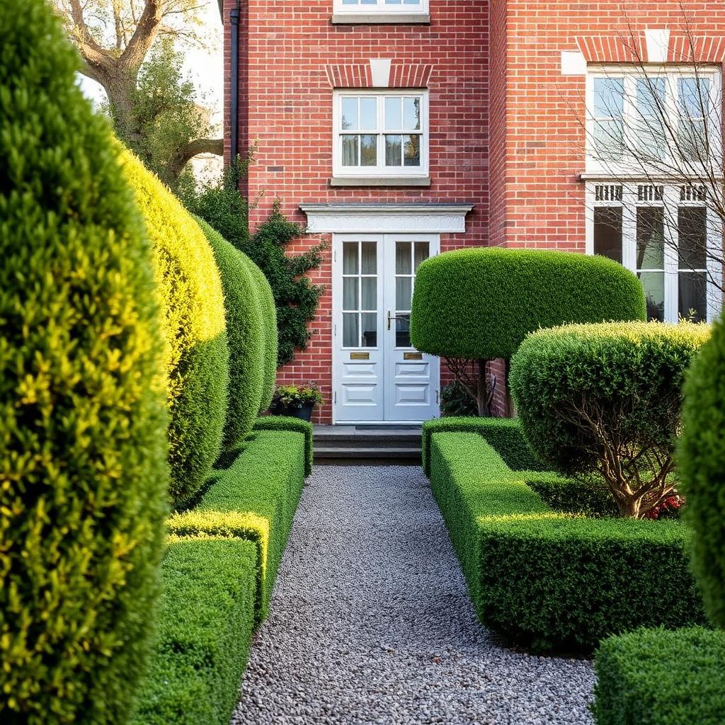 Formal hedging front garden